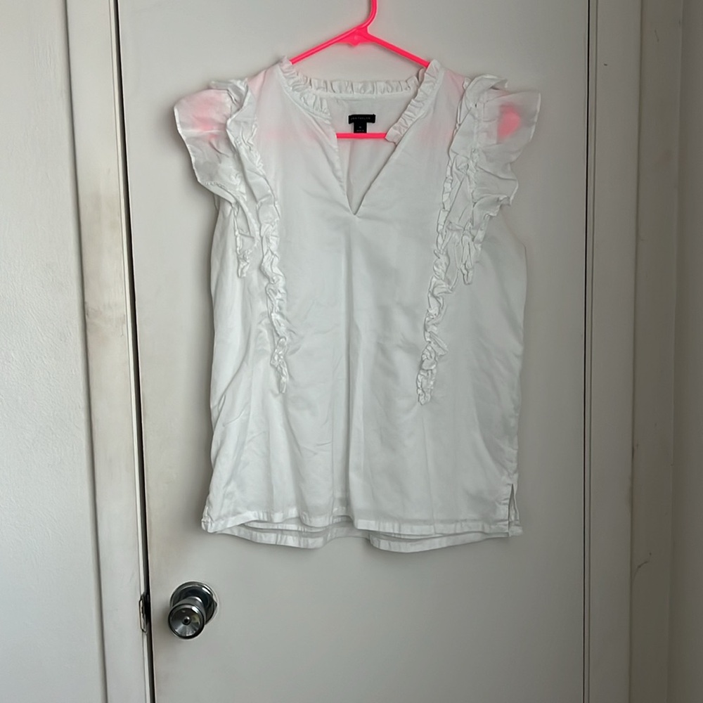 Ann Taylor ruffled white shirt